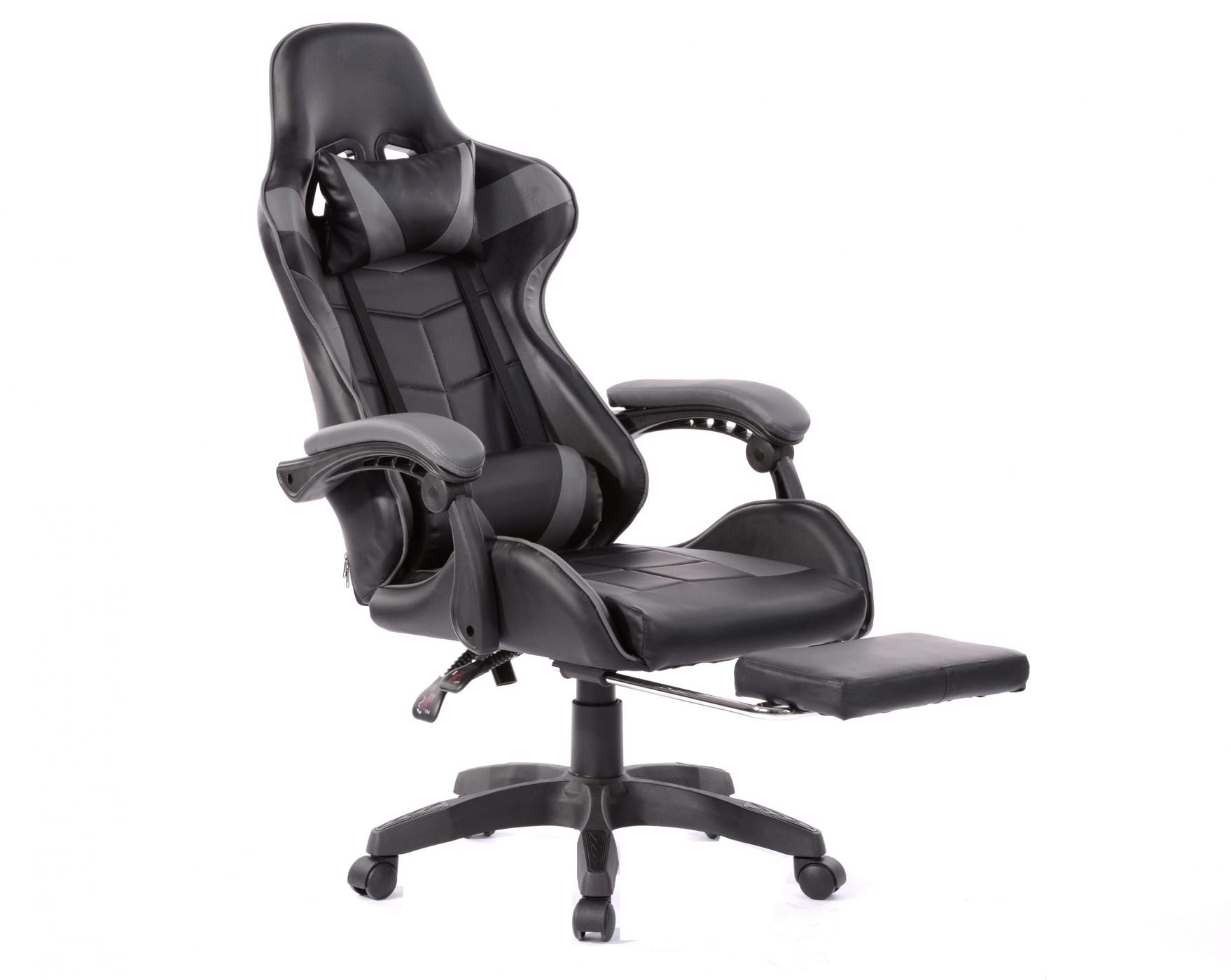 Gaming Stuhl mit Fußstütze Cyclone Teenager - Bürostuhl - Racing Gaming Stuhl - grau schwarz