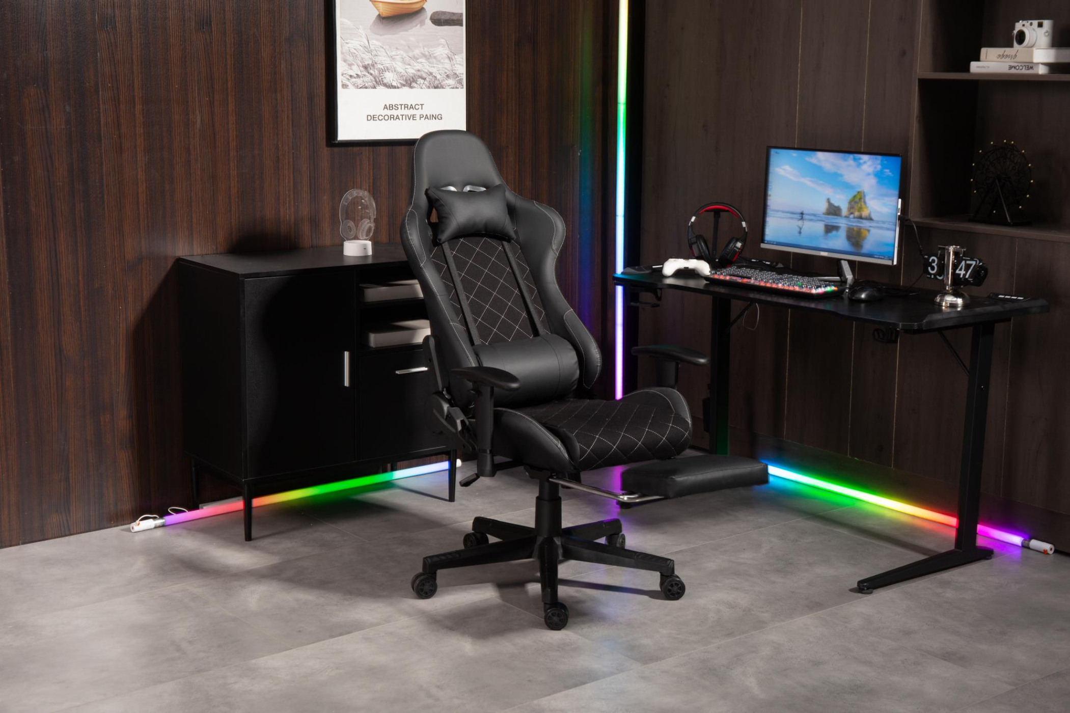 Spielstuhl Classic - Bürostuhl - Fußstütze - Stoffpolsterung - schwarz - alternatives Bild