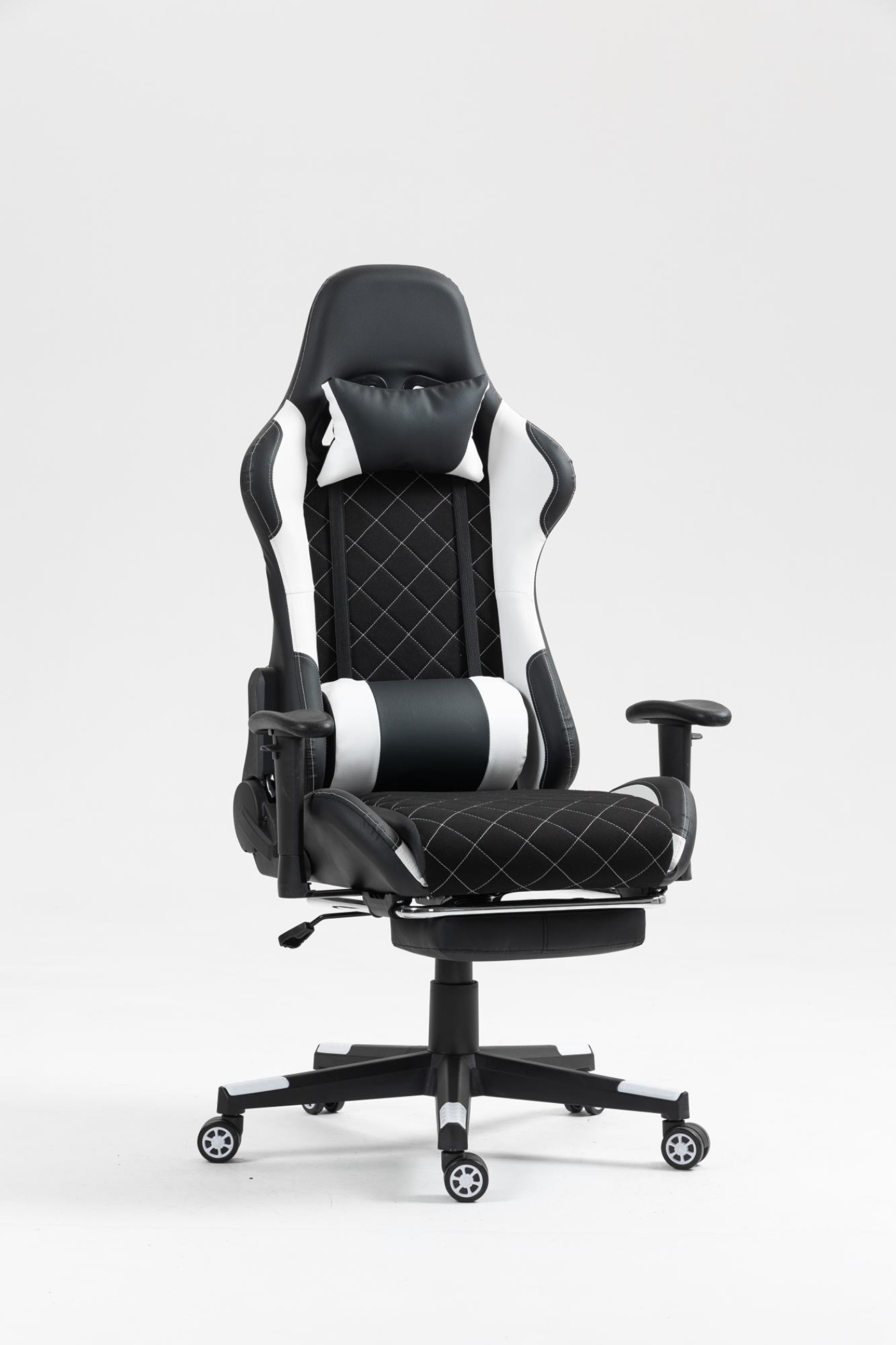 Spielstuhl Classic - Bürostuhl - Fußstütze - Stoffpolsterung - schwarz-weiß