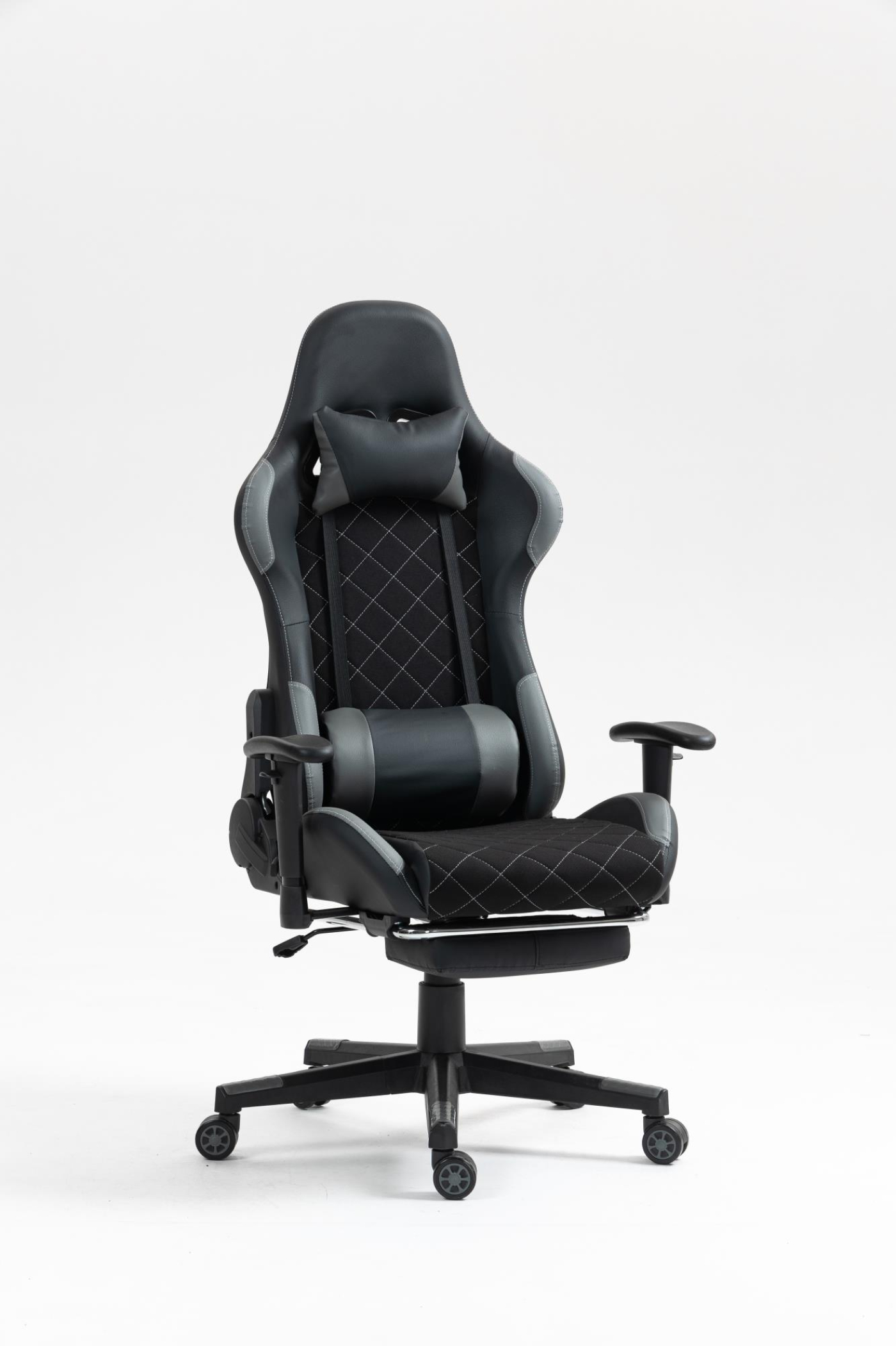 Spielstuhl Classic - Bürostuhl - Fußstütze - Stoffpolsterung - schwarz - Grau