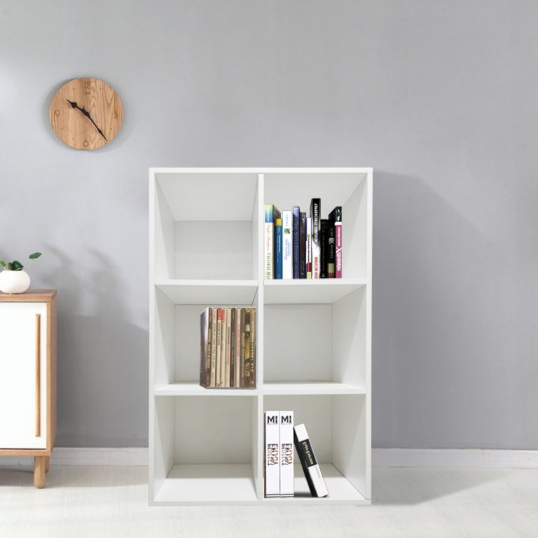 Fächerschrank 6 offene Fächer Aufbewahrungsschrank - Bücherregal - Wandschrank - weiß - alternatives Bild
