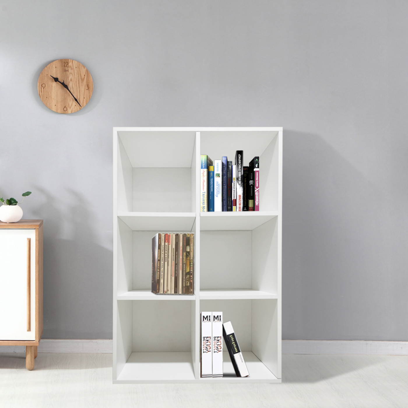 Fächerschrank 6 offene Fächer Aufbewahrungsschrank - Bücherregal - Wandschrank - weiß - alternatives Bild
