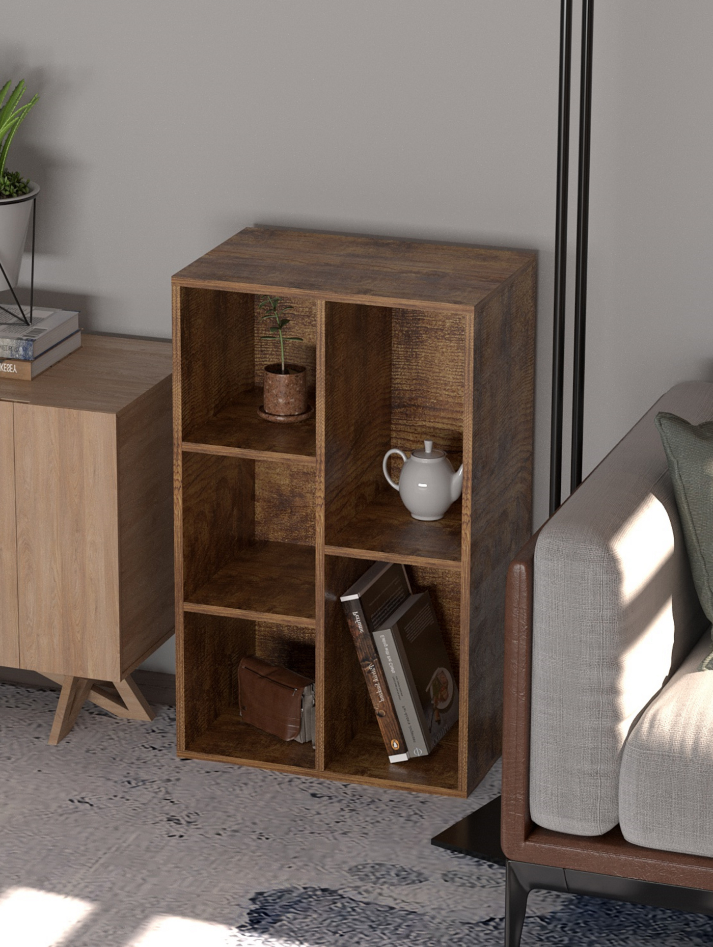 Bücherregal Vakkie 5 offene Fächer - LP Schallplattenschrank - Wandschrank - alternatives Bild