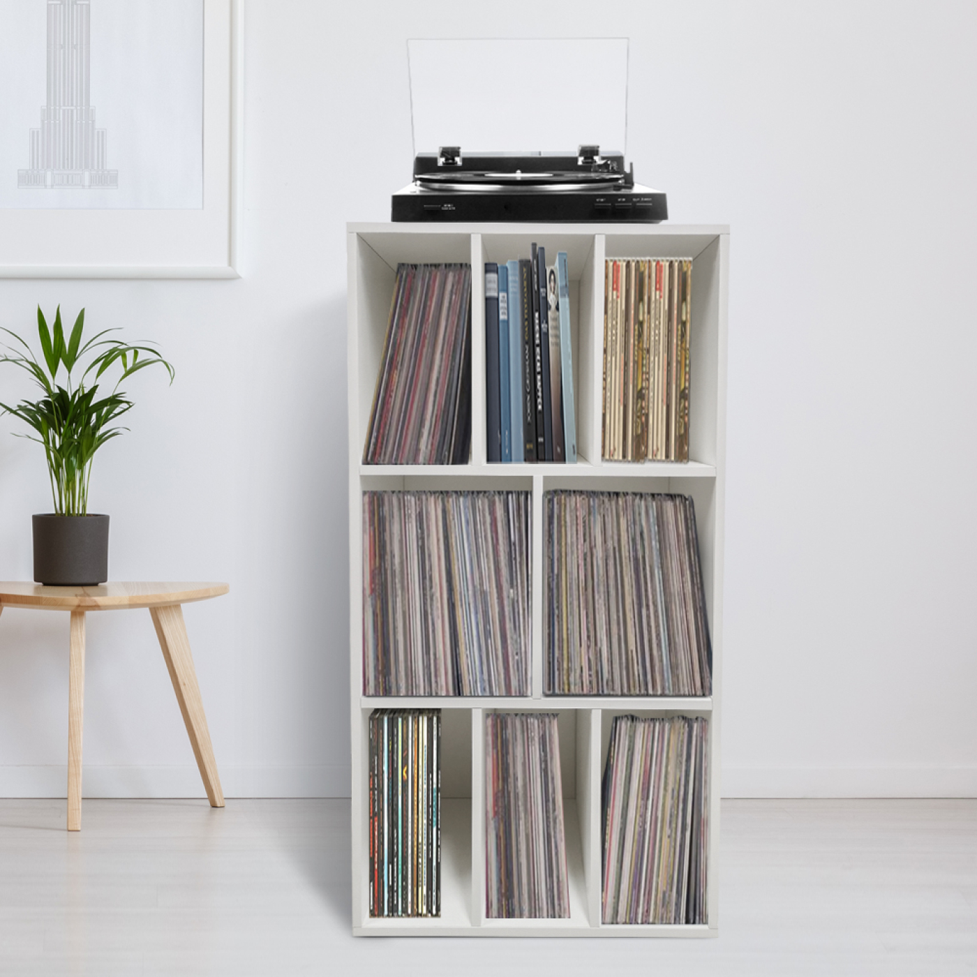 LP-Schallplattenschrank - Plattenschrank - LP-Schallplattenregal - Plattenregal - Bücherregal - 8 Fä - alternatives Bild