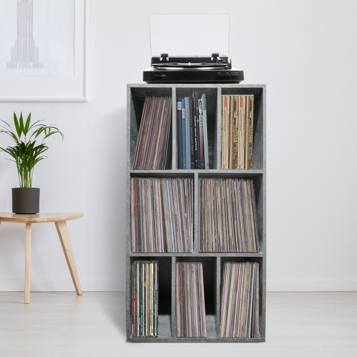LP-Schallplattenschrank - Plattenschrank - Aufbewahrung von LP-Schallplatten - Bücherregal - 8 Fäche - alternatives Bild