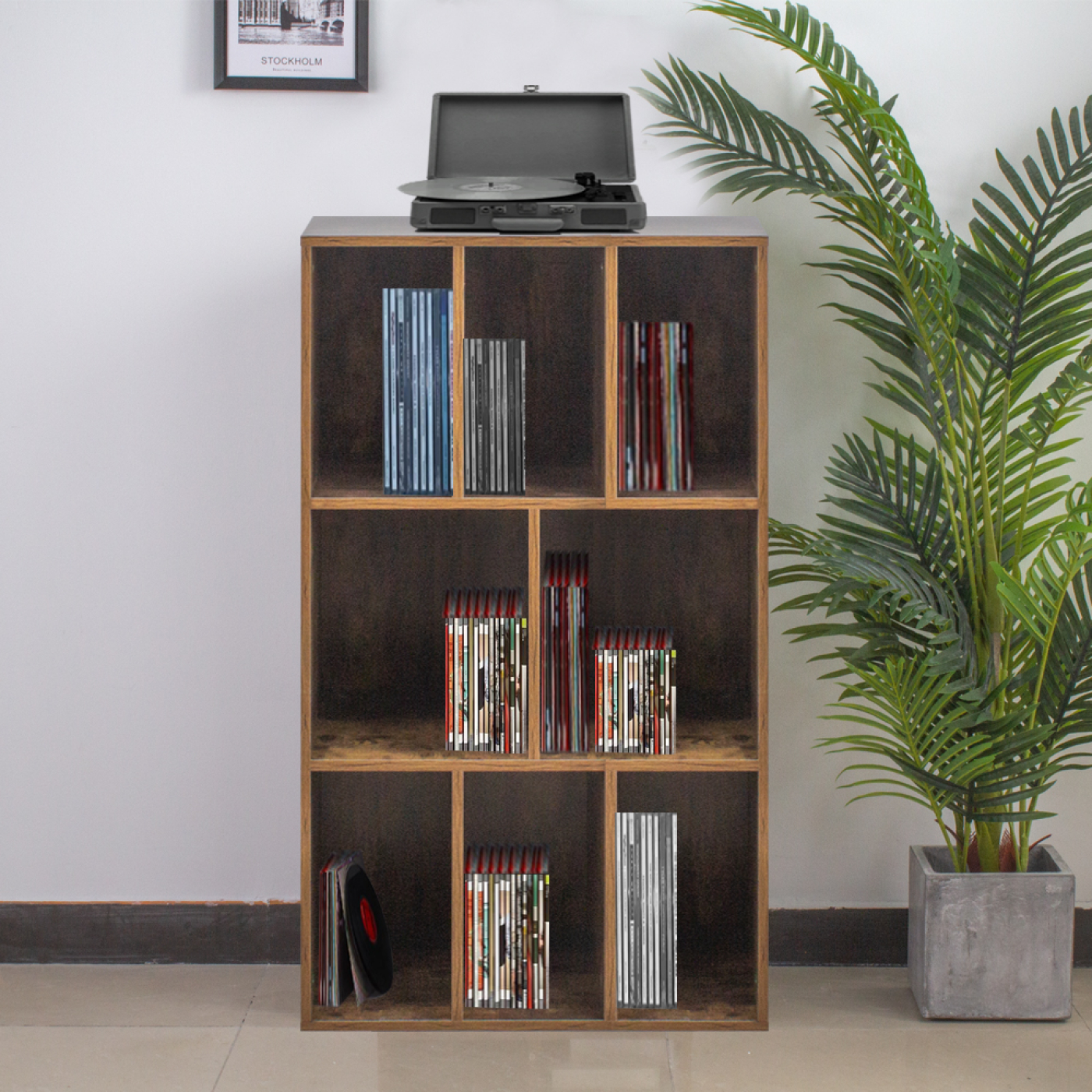 Schallplattenschrank - Schallplattenschrank - Aufbewahrung von Schallplatten - Bücherregal - alternatives Bild