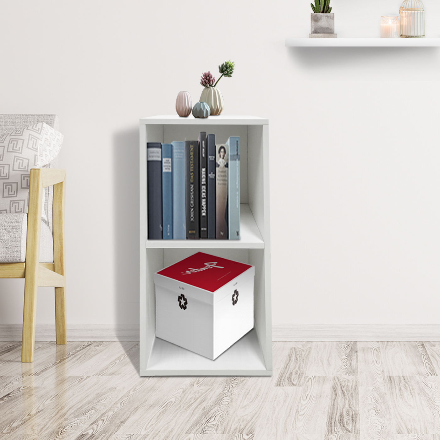 Fächerschrank Vakkie 2 offene Fächer Aufbewahrungsschrank - Bücherregal - Wandschrank - weiß - alternatives Bild