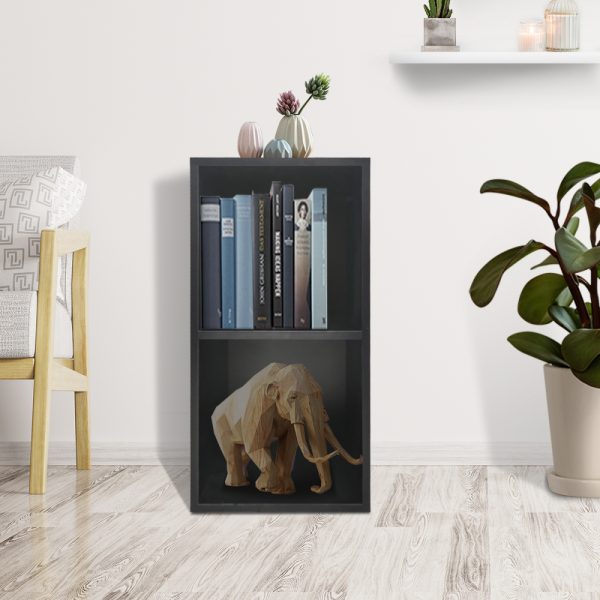 Fächerschrank Vakkie 2 offene Fächer Aufbewahrungsschrank - Bücherregal - Wandschrank - schwarz - VDD World DE