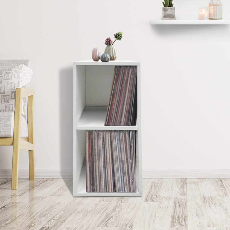 Schrank für Vinyl-LP-Schallplatten - 2 Fächer - weiß - alternatives Bild