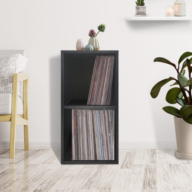 LP Vinyl-Würfelplattenschrank Stapelbares Multifunktions-Aufbewahrungssystem schwarz - alternatives Bild