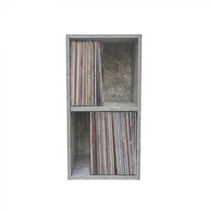 Aufbewahrungsschrank für Vinyl-LP-Schallplatten - 2 Fächer - grauer Beton