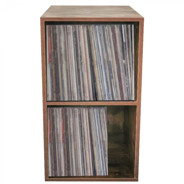   Aufbewahrungsschrank für Vinyl-LP-Schallplatten – Bücherregal – 2 Fächer – Nussbaum