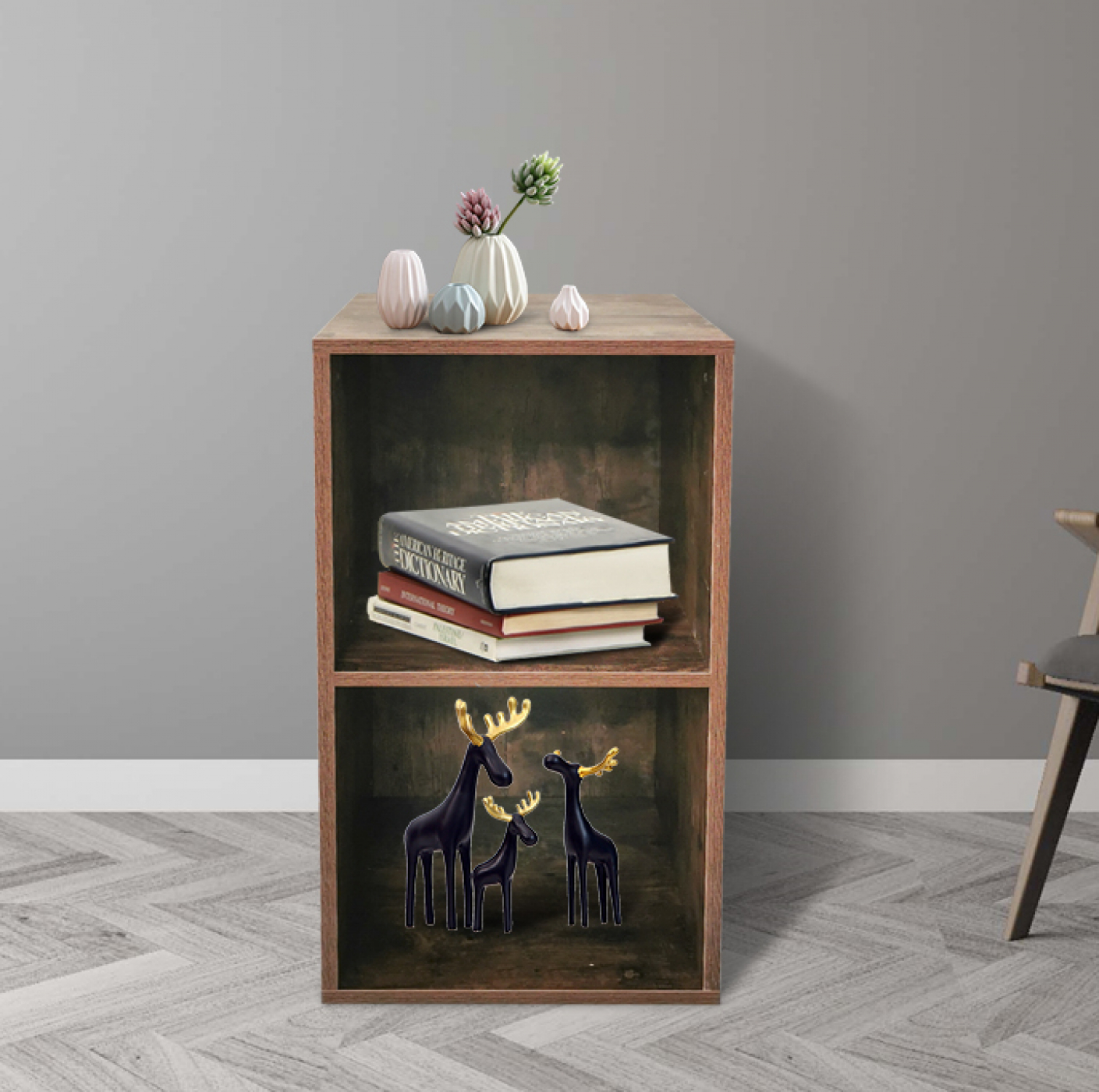 Fächerschrank Box 2 offene Fächer Stauschrank - Hängeschrank - dunkelbraun - alternatives Bild