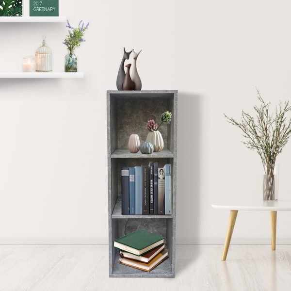   Regalschrank 3 offene Fächer Aufbewahrungsschrank – Bücherregal – Wandschrank – grauer