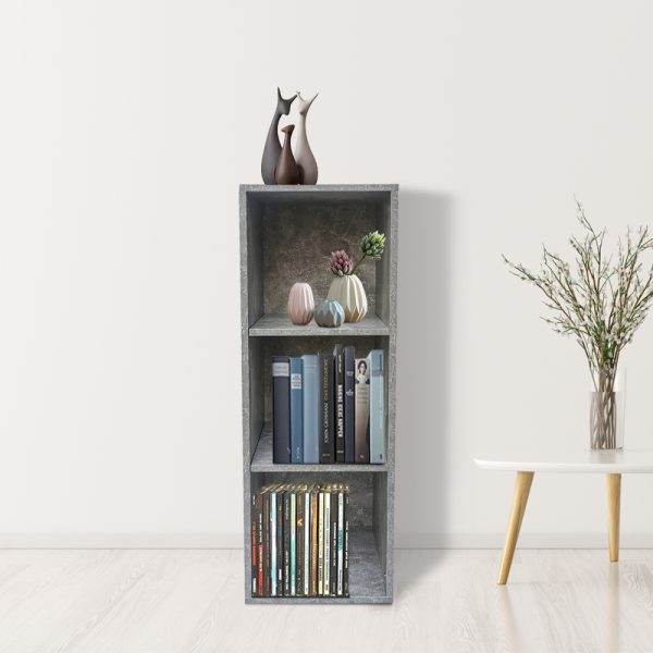   Regalschrank 3 offene Fächer Aufbewahrungsschrank – Bücherregal – Wandschrank – grauer
