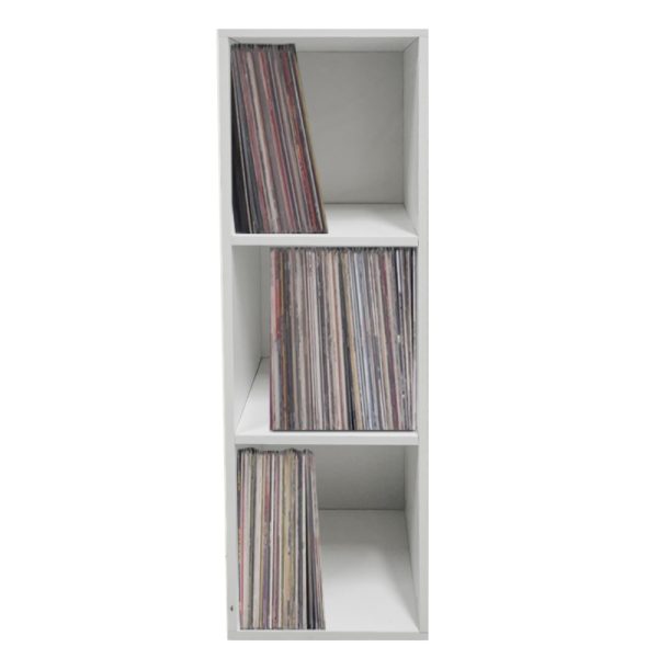   Schallplatten-Aufbewahrungsschrank – Aufbewahrung von Schallplatten – 3 Fächer – weiß