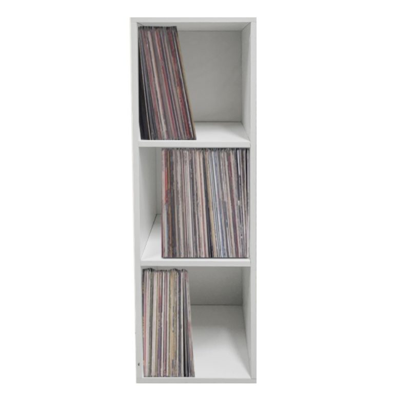 Schallplatten-Aufbewahrungsschrank - Aufbewahrung von Schallplatten - 3 Fächer - weiß
