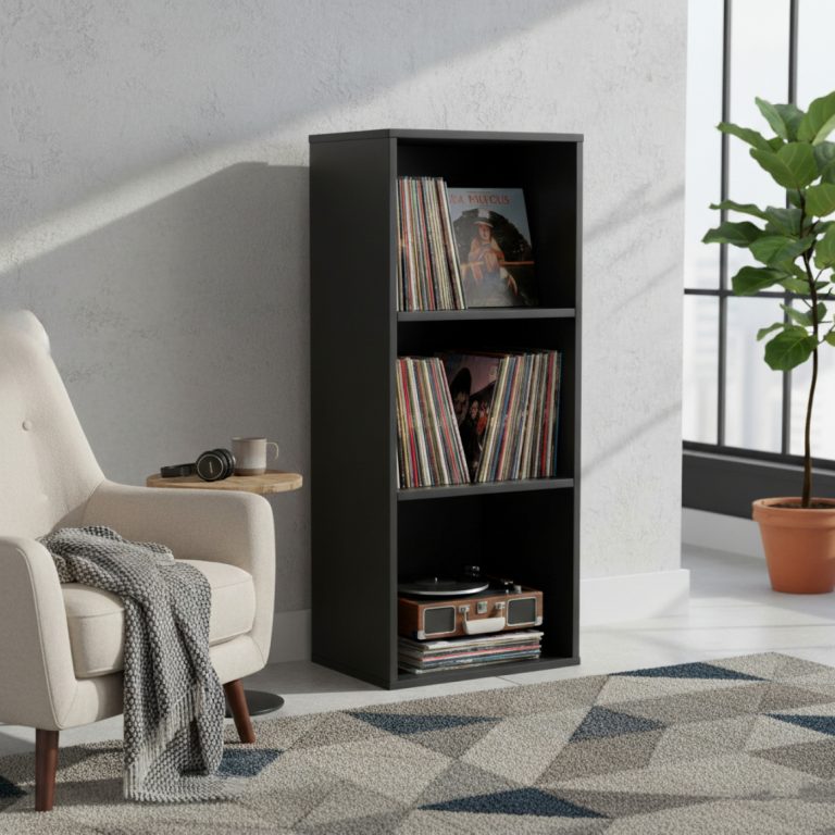 Lp Schallplatten Schrank - 3 Fächer - schwarz - alternatives Bild