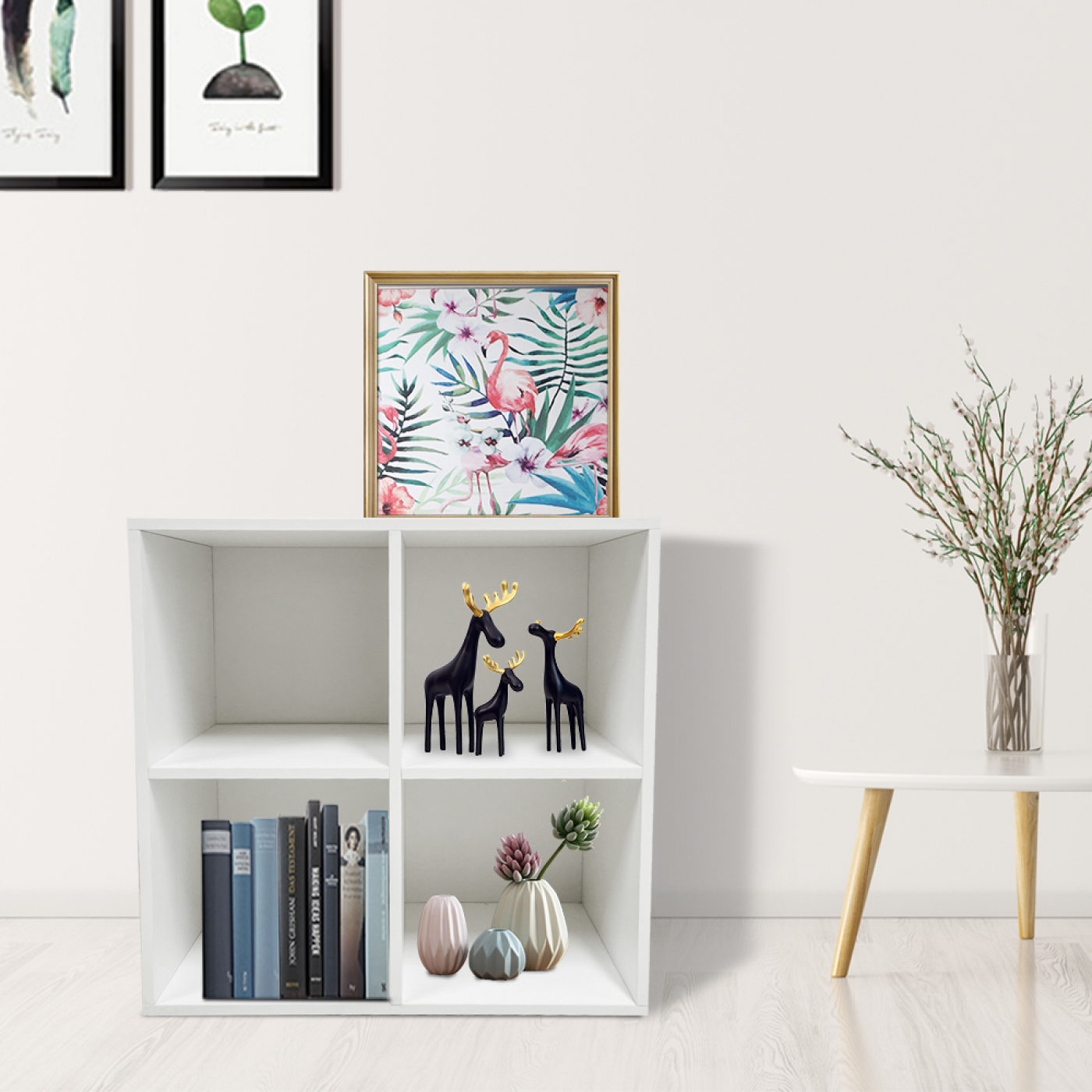 Fächerschrank Vakkie 4 offene Fächer Aufbewahrungsschrank - Bücherregal - Wandschrank - weiß - alternatives Bild