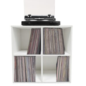 Aufbewahrungsschrank für Vinylplatten - Bücherregal - 4 Fächer - weiß