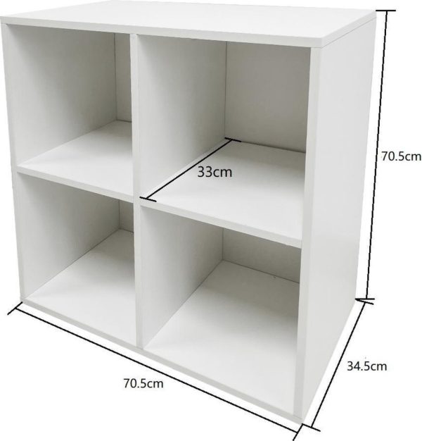   Aufbewahrungsschrank für Vinylplatten – Bücherregal – 4 Fächer – weiß