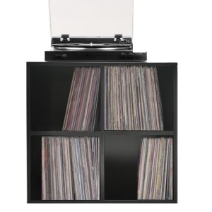 Aufbewahrungsschrank für Schallplatten-LPs - Bücherregal - 4 Fächer - schwarz