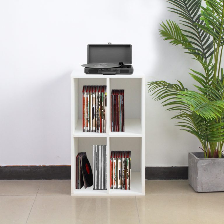 Schallplattenschrank - Aufbewahrung von Schallplatten - Plattenspielermöbel - weiß - alternatives Bild