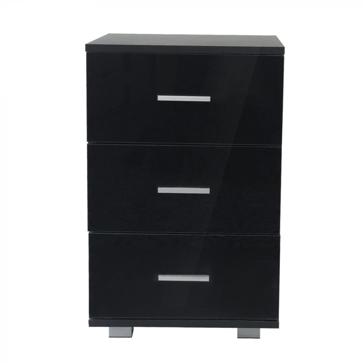 Nachttisch Flurschrank 3 Schubladen 63 cm hoch schwarz