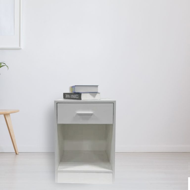 Nachttisch Flurschrank mit Schublade offenem Staufach 60 cm hoch weiß - alternatives Bild