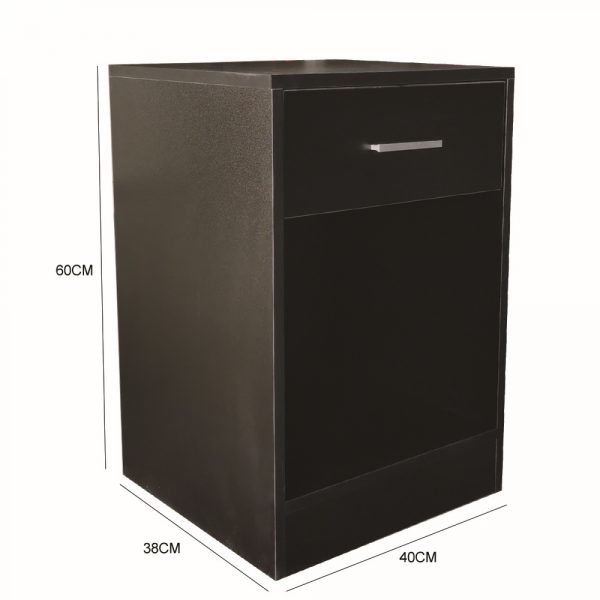   Nachttisch Flurschrank mit Schublade und offenem Staufach 60 cm hoch schwarz