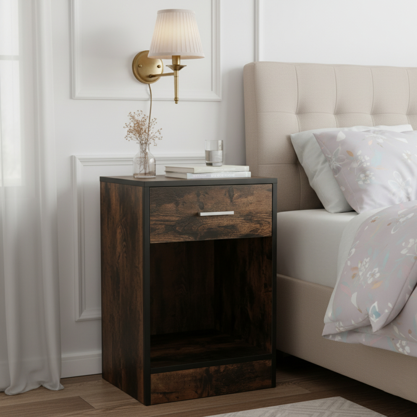 VDD – Nachttisch – Nachttisch braun – Nachttisch aus Holz – Nachttisch modern - alternatives Bild