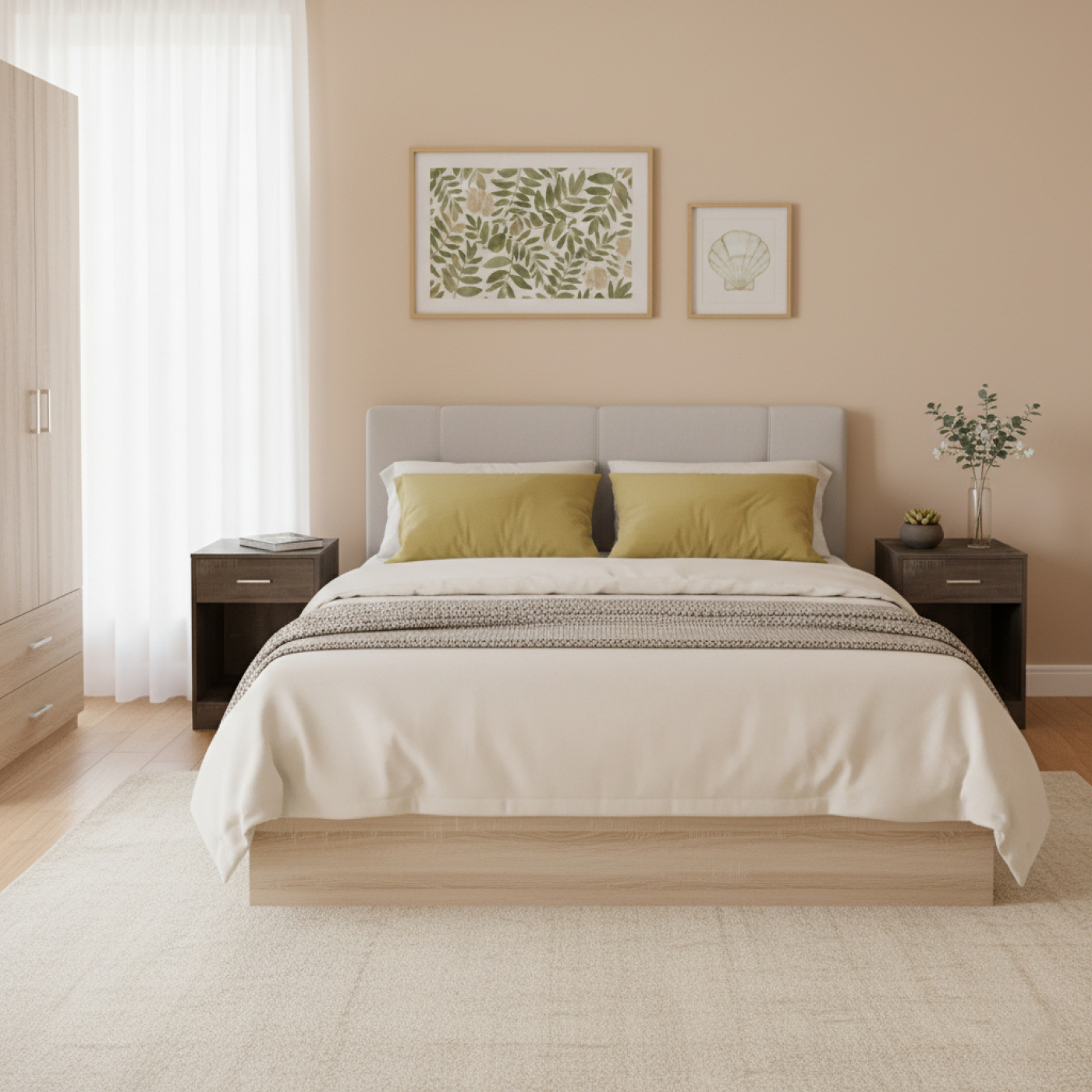 VDD – Nachttisch – Nachttisch-Set, 2 Stück – Nachttische – Nachttisch grau – Nachttisch aus Holz - alternatives Bild