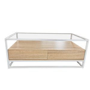   Couchtisch – Beistelltisch mit Stauraum – weiß