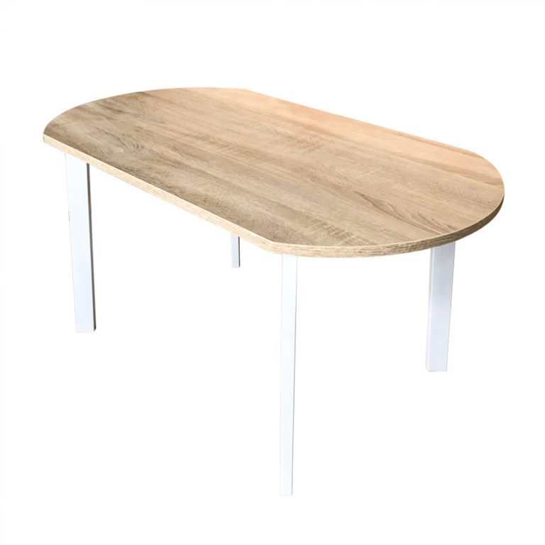 Couchtisch - Metallholz - 90 x 50 cm - weiß hellbraun