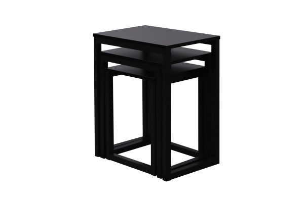  Robuster industrieller Beistelltisch in Schwarz im 3er-Set: Platzsparend mit Stil