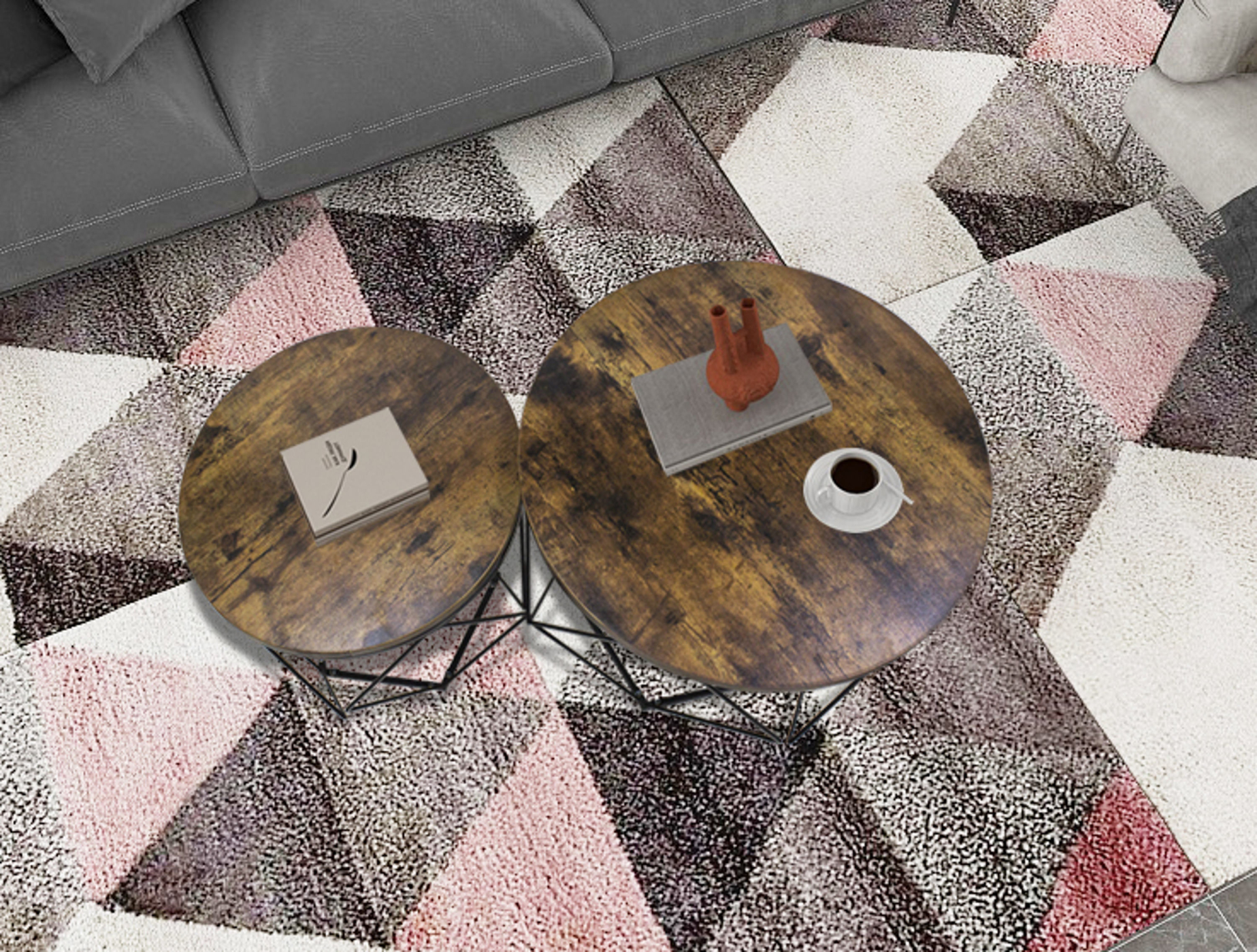 VDD Beistelltische 2er Set - Couchtisch im industriellen Vintage-Stil - VDD World DE VDD Beistelltische 2er Set - Couchtisch im industriellen Vintage-Stil - VDD World DE