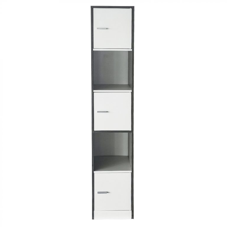 Säulenschrank Badezimmer - Schrank Badezimmer Schlafzimmer oder Flur - 180 cm hoch - grau