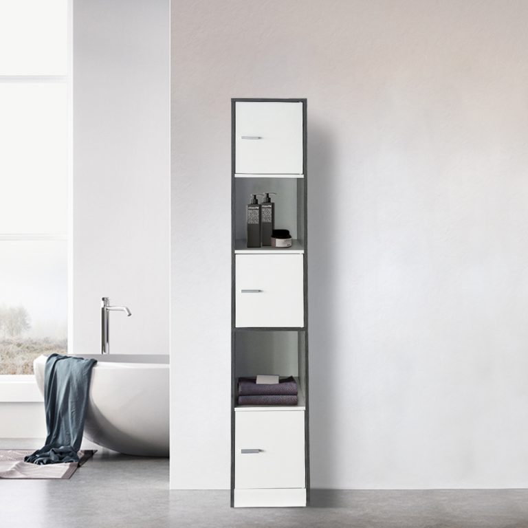 Säulenschrank Badezimmer - Schrank Badezimmer Schlafzimmer oder Flur - 180 cm hoch - grau - alternatives Bild