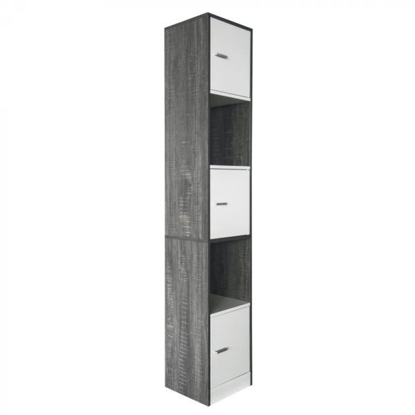   Säulenschrank Badezimmer – Schrank Badezimmer Schlafzimmer oder Flur – 180 cm hoch – grau