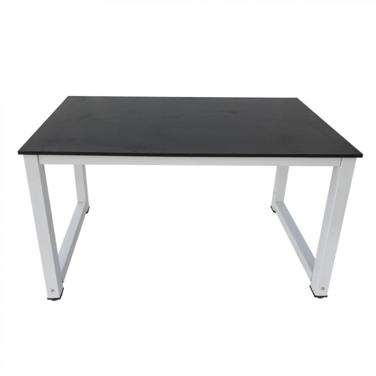 Schreibtisch Computertisch – Küchentisch – Metall Holz – 120 cm x 60 cm – weiß mit schwarzer Tischpl