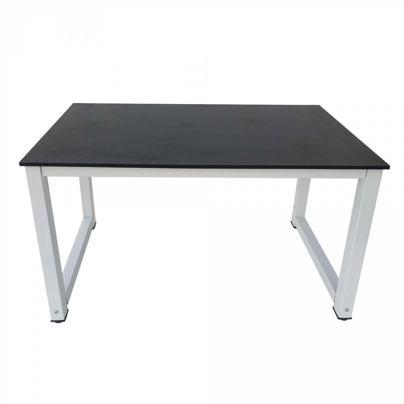 Schreibtisch Computertisch – Küchentisch – Metall Holz – 120 cm x 60 cm – weiß mit schwarzer Tischpl