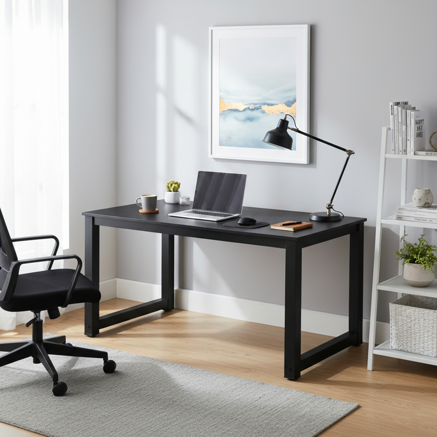 Schreibtisch Computertisch - Küchentisch - Metall Holz - 120 cm x 60 cm - Schwarz - alternatives Bild