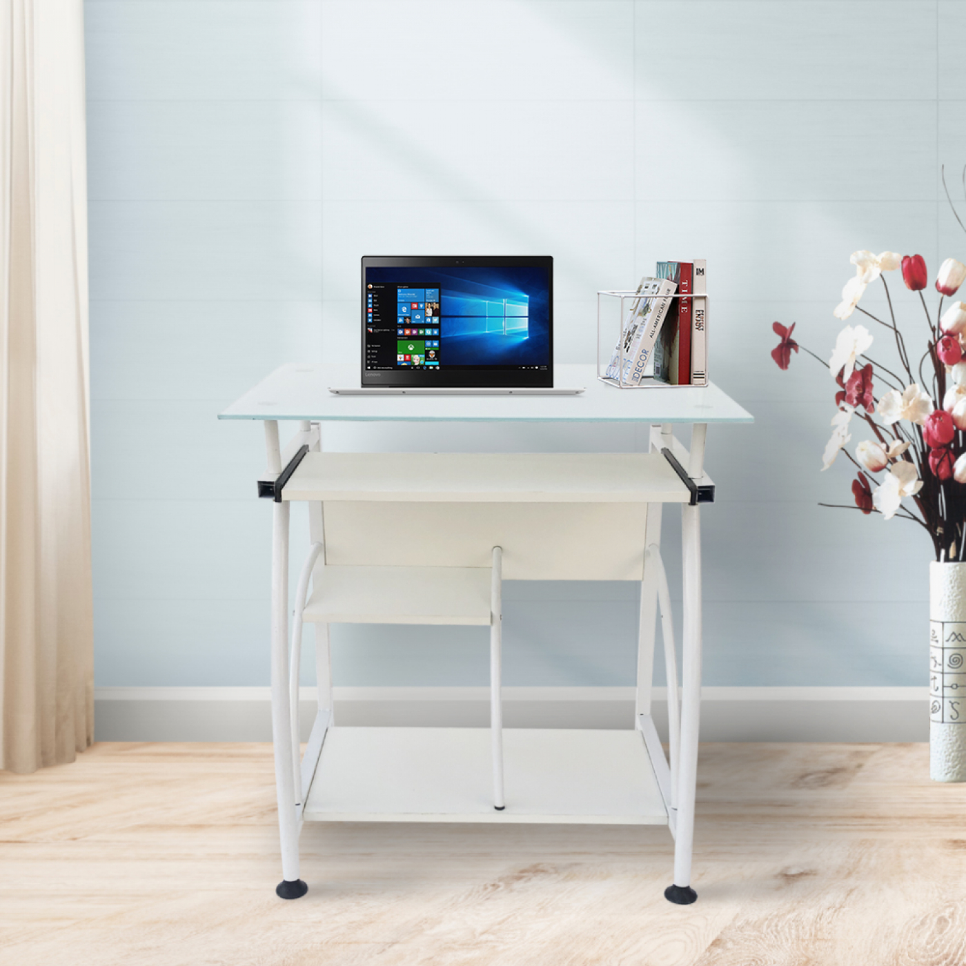 Schreibtisch-Laptop-Computertisch - platzsparend - 70 cm x 50 cm - weiß - alternatives Bild