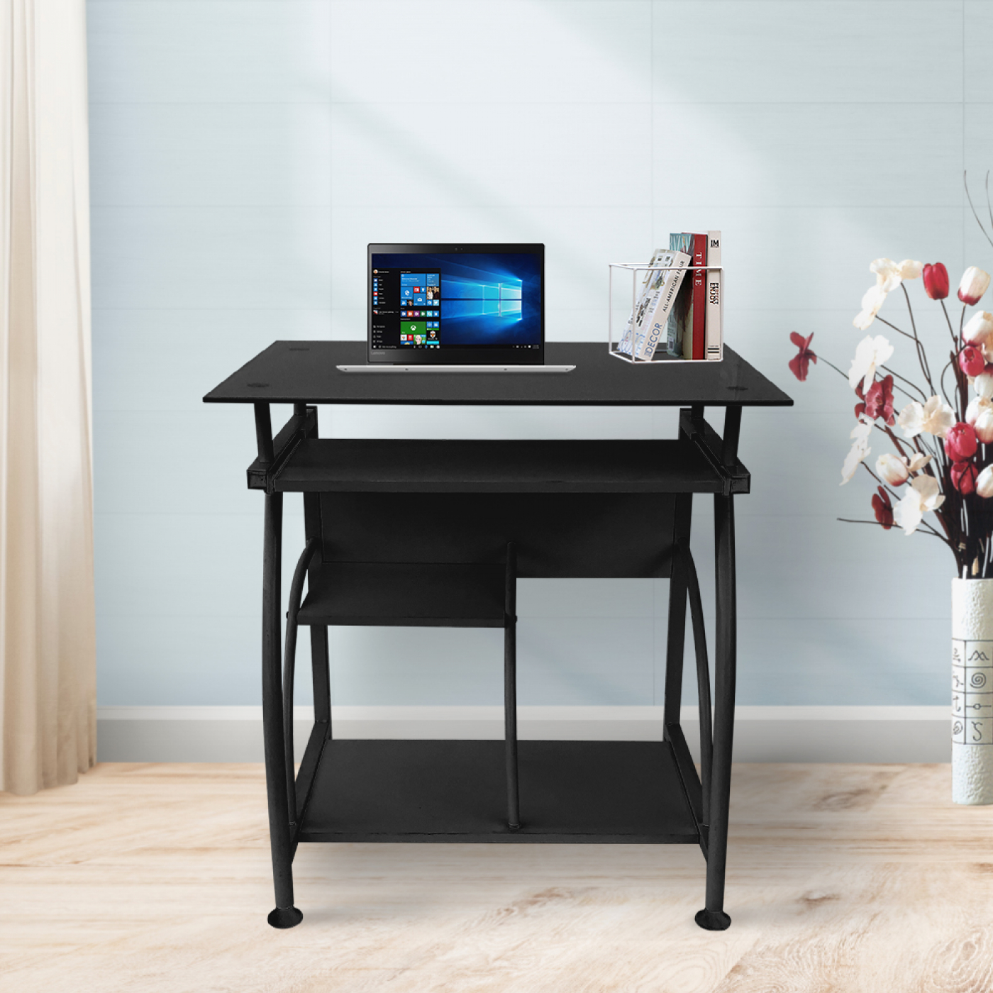 Schreibtisch-Laptop-Computertisch - platzsparend - 70 cm x 50 cm - schwarz - alternatives Bild