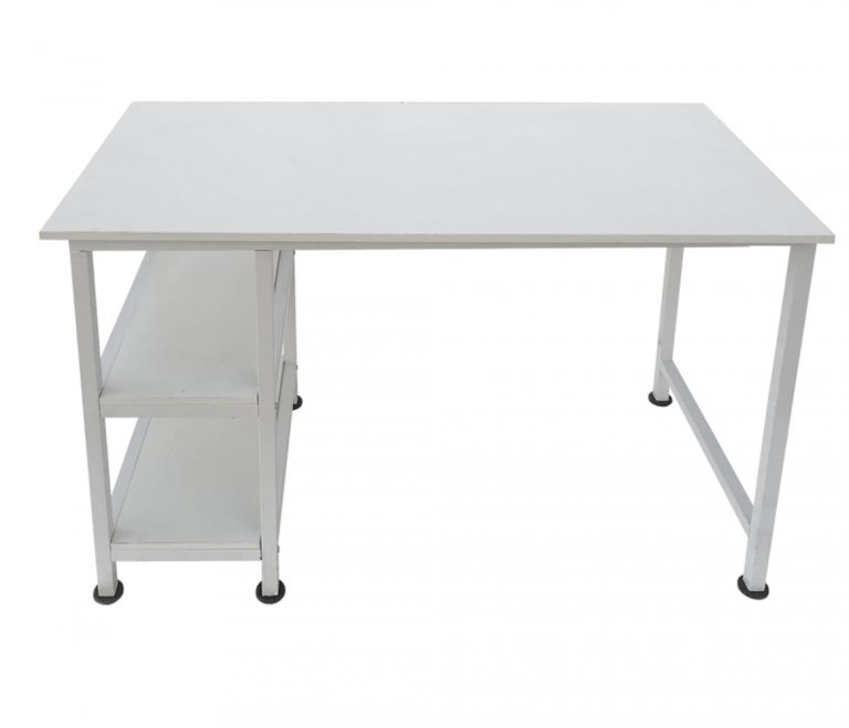 Schreibtisch Computertisch - mit Ablagefächern - weißes Metallholz - 110 cm breit