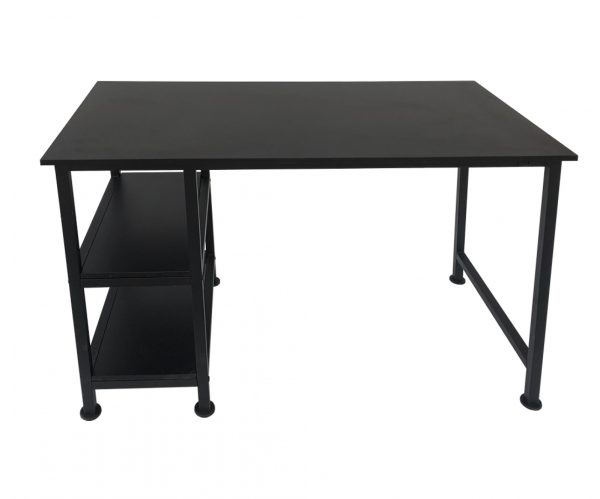   Schreibtisch-Computertisch – mit Ablagefächern – schwarzes Metallholz – 110 cm breit