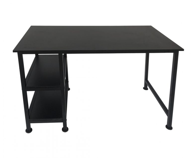 Schreibtisch-Computertisch - mit Ablagefächern - schwarzes Metallholz - 110 cm breit