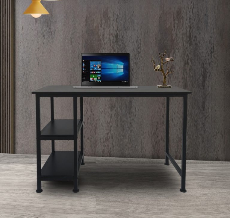 Schreibtisch-Computertisch - mit Ablagefächern - schwarzes Metallholz - 110 cm breit - alternatives Bild