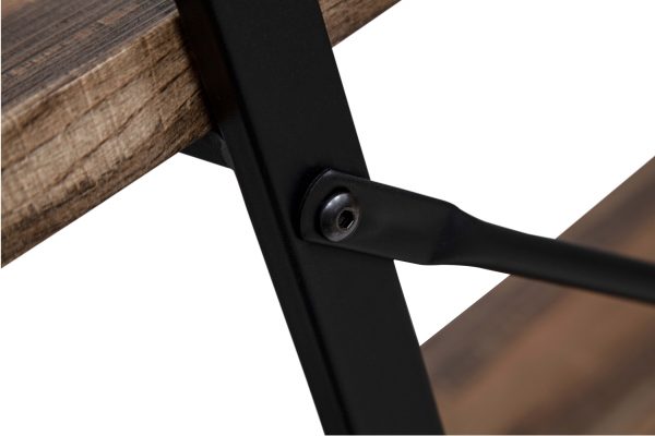   Wandschrank Robustes Metall, Holz, Industriedesign, offenes Bücherregal, 140 cm hoch, schwarz
