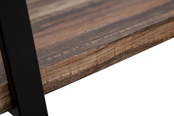   Wandschrank Robustes Metall, Holz, Industriedesign, offenes Bücherregal, 140 cm hoch, schwarz